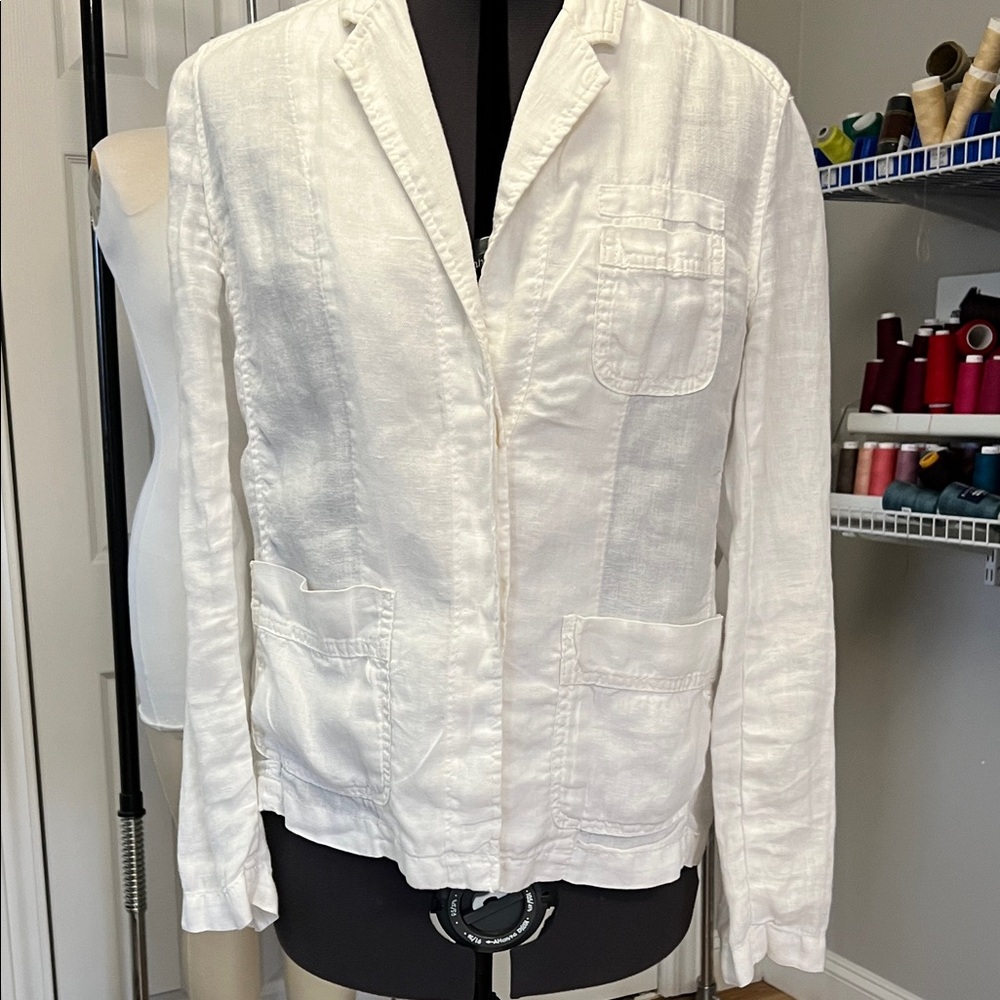 J Crew White Linen Jacket
